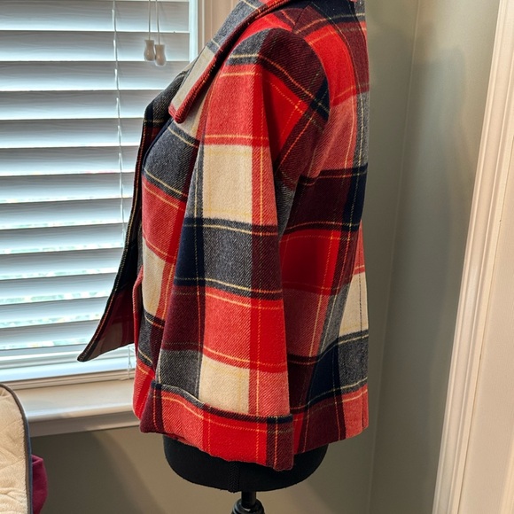 HOLLISTER PLAID DOUBLE BREASTED 3/4 SLEEVE PEACOAT - Picture 4 of 15